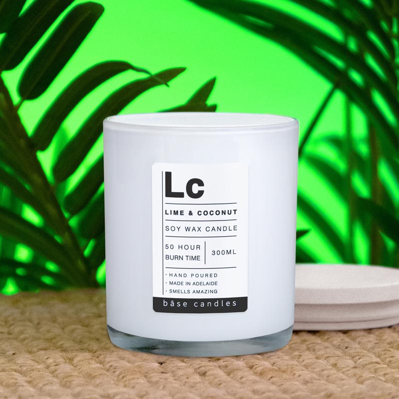 Base Candles Lime and Coconut Large Glass Jar
